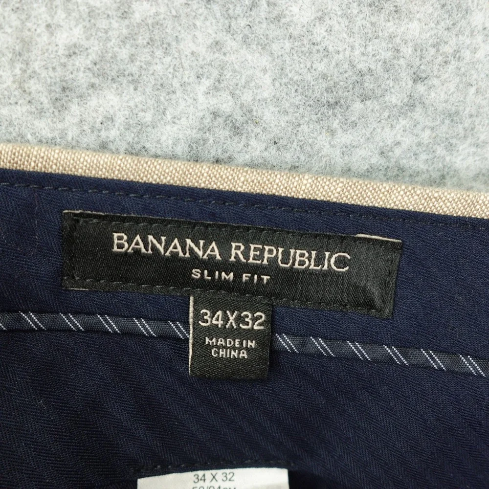 Banana Republic Linen Pants Men 34 Slim Neutral Beige Flax Summer Trousers 35x32